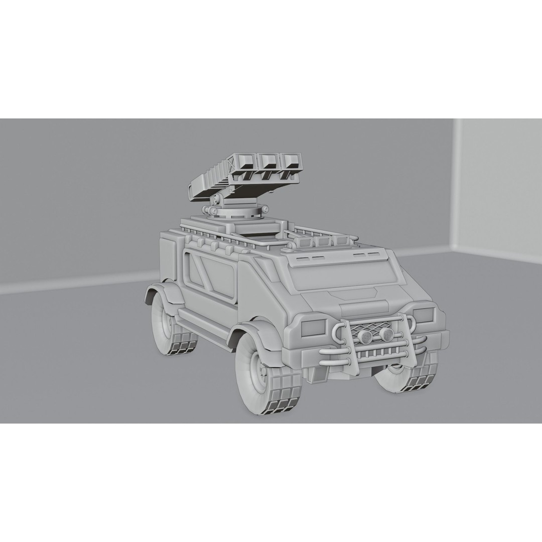 Sci-Fi Military Car 3D Model – Low Poly Game Asset, Blender, FBX - View 11