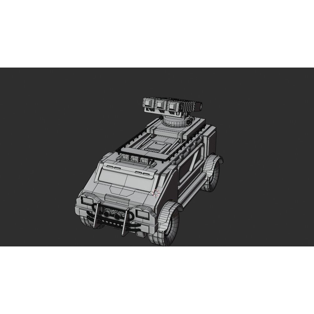 Sci-Fi Military Car 3D Model – Low Poly Game Asset, Blender, FBX - View 12