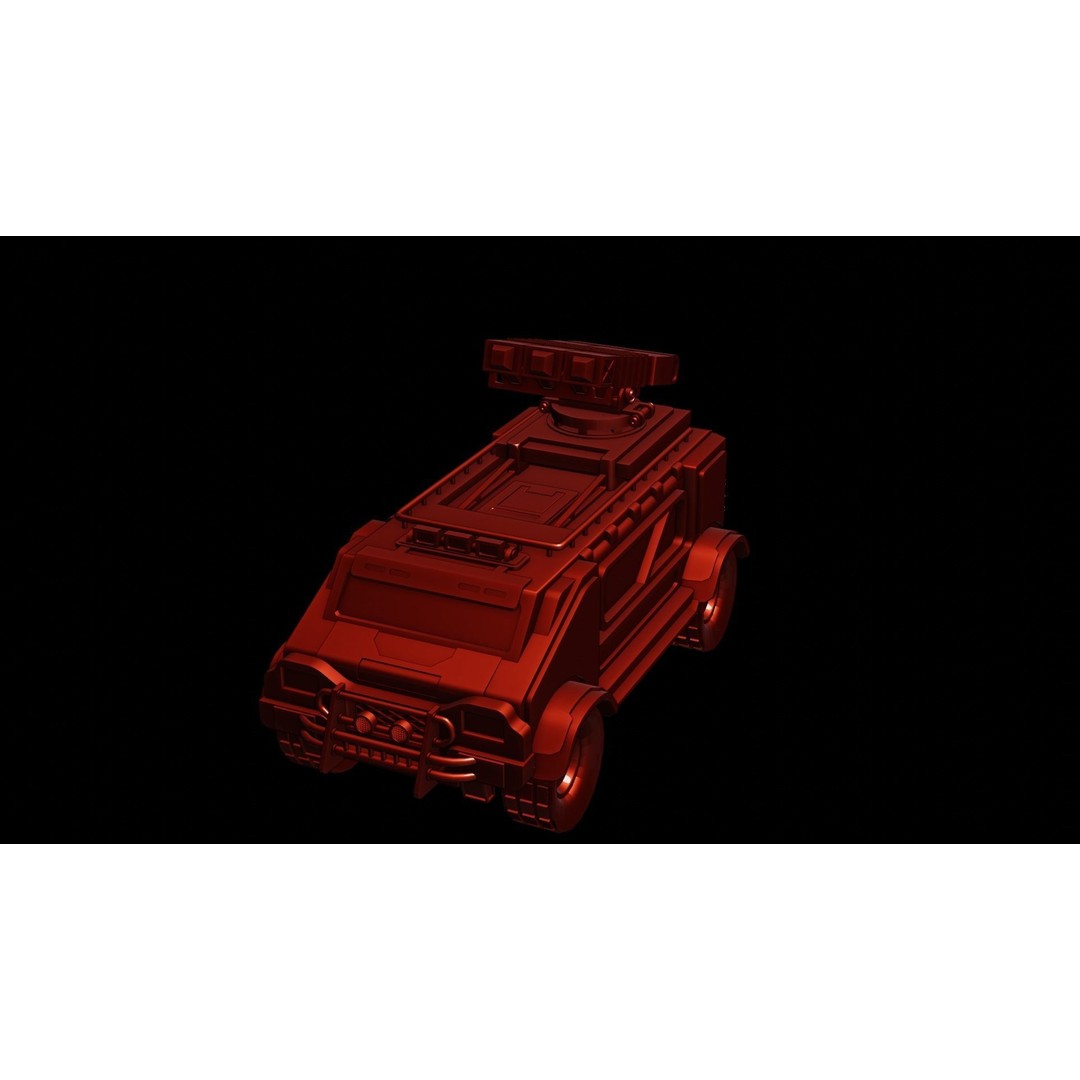 Sci-Fi Military Car 3D Model – Low Poly Game Asset, Blender, FBX - View 15