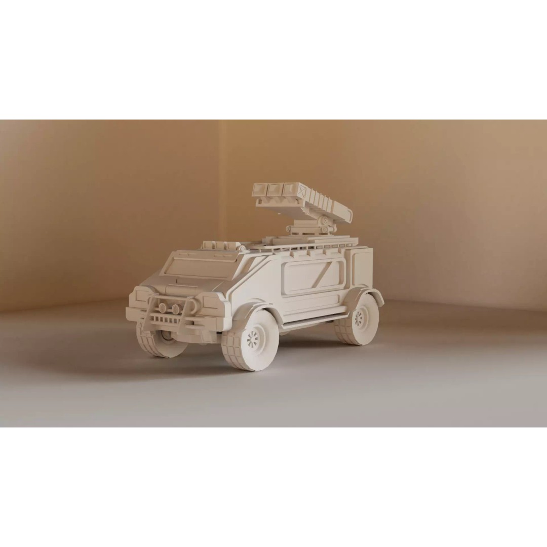 Sci-Fi Military Car 3D Model – Low Poly Game Asset, Blender, FBX - View 2