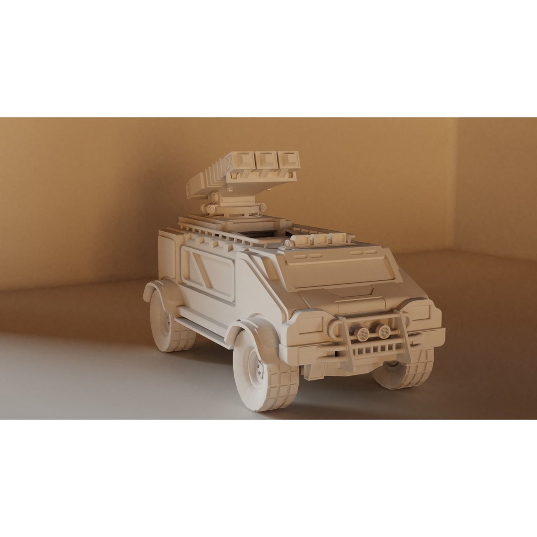 Sci-Fi Military Car 3D Model – Low Poly Game Asset, Blender, FBX - View 4