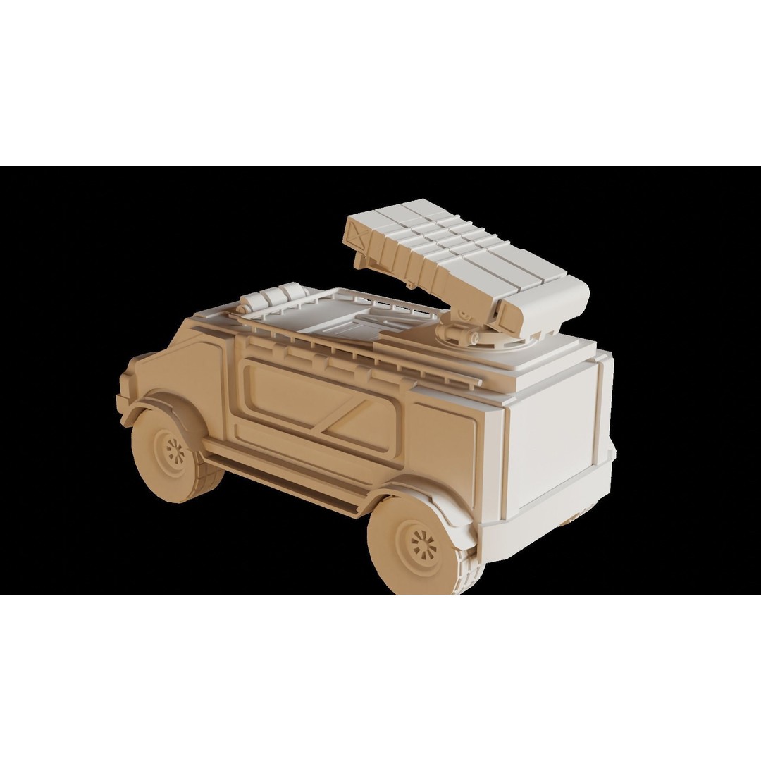 Sci-Fi Military Car 3D Model – Low Poly Game Asset, Blender, FBX - View 6