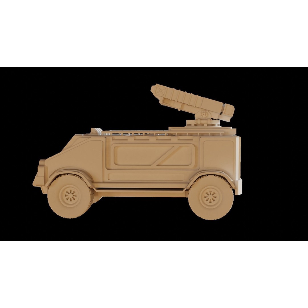 Sci-Fi Military Car 3D Model – Low Poly Game Asset, Blender, FBX - View 8