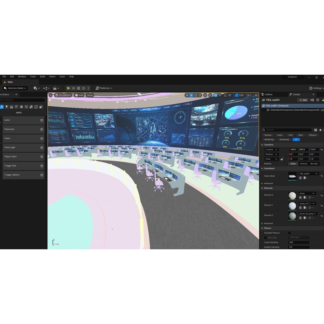 Control Room 3D Model – Futuristic Command Center, FBX, Blender