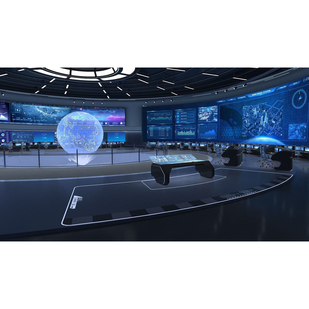 Control Room 3D Model – Futuristic Command Center, FBX, Blender - View 10