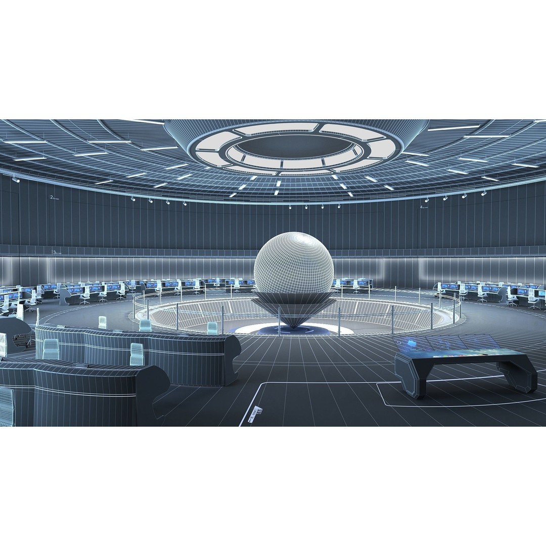 Control Room 3D Model – Futuristic Command Center, FBX, Blender - View 12