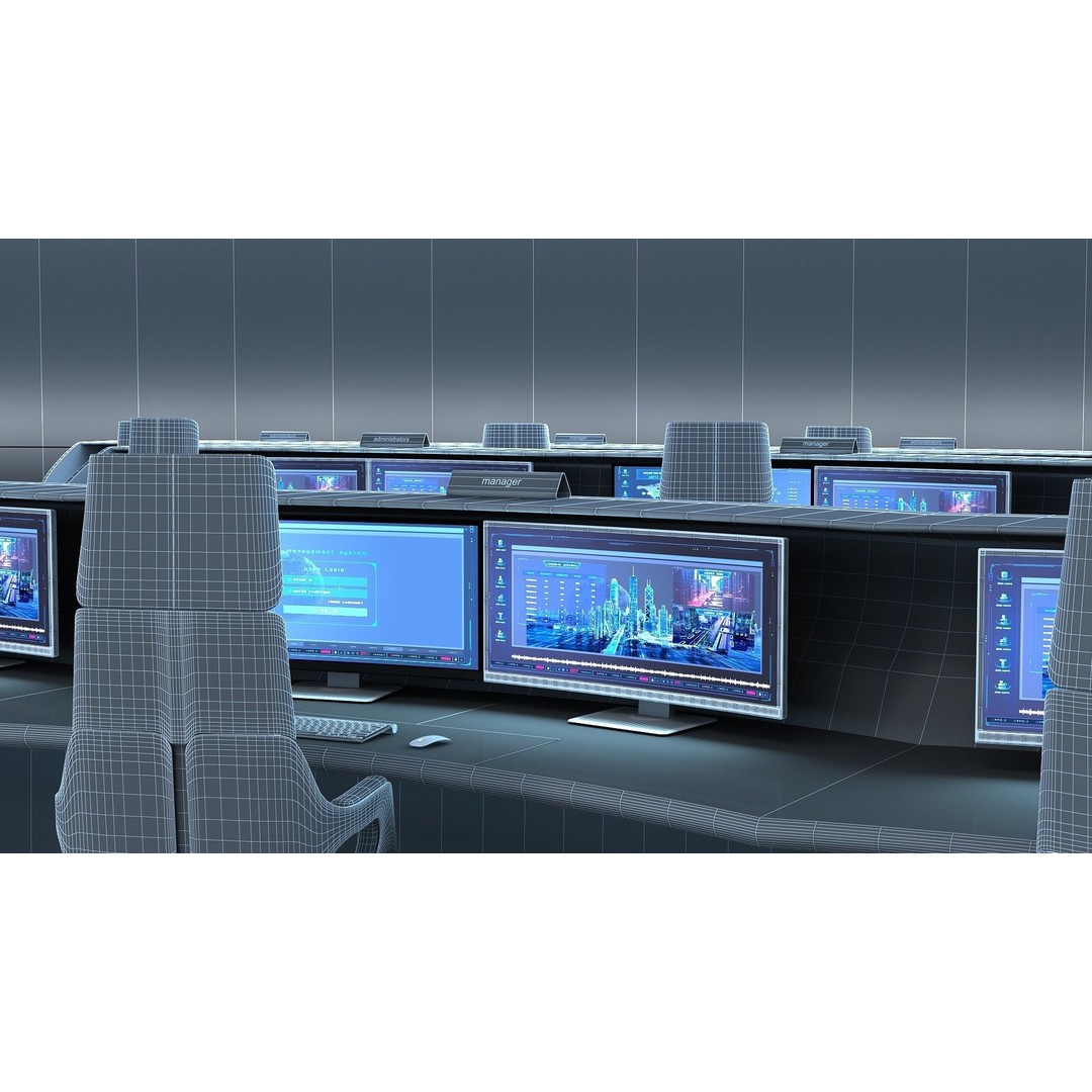 Control Room 3D Model – Futuristic Command Center, FBX, Blender - View 13