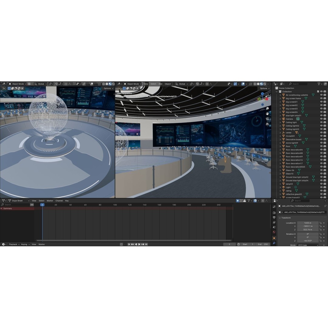 Control Room 3D Model – Futuristic Command Center, FBX, Blender - View 17