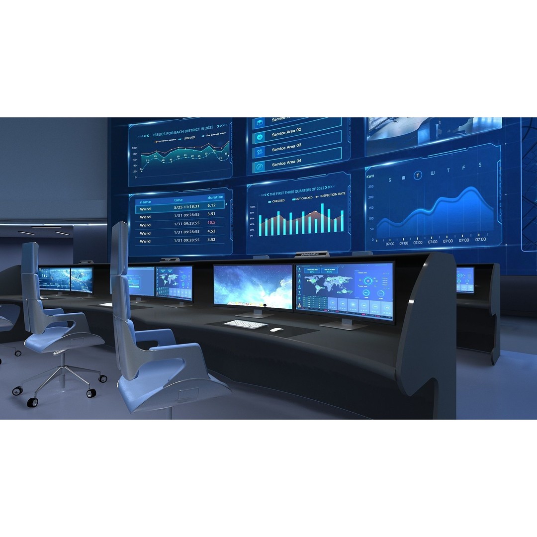 Control Room 3D Model – Futuristic Command Center, FBX, Blender - View 3