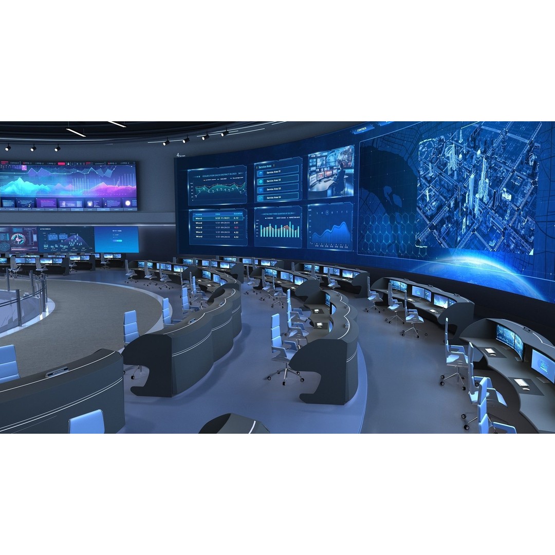 Control Room 3D Model – Futuristic Command Center, FBX, Blender - View 4