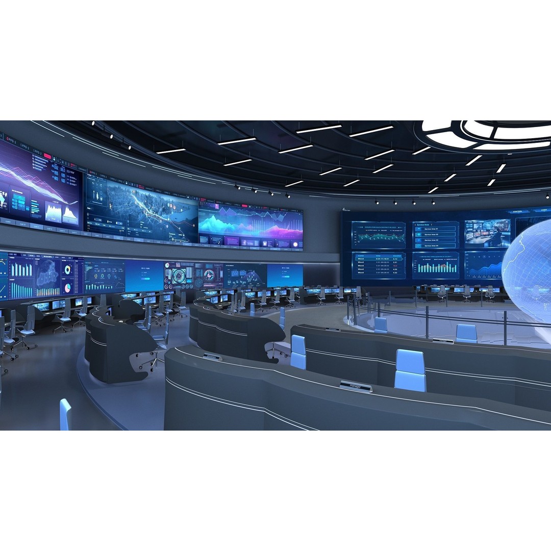 Control Room 3D Model – Futuristic Command Center, FBX, Blender - View 5