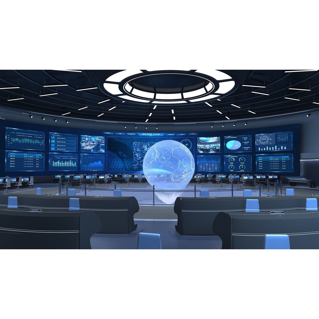 Control Room 3D Model – Futuristic Command Center, FBX, Blender - View 6