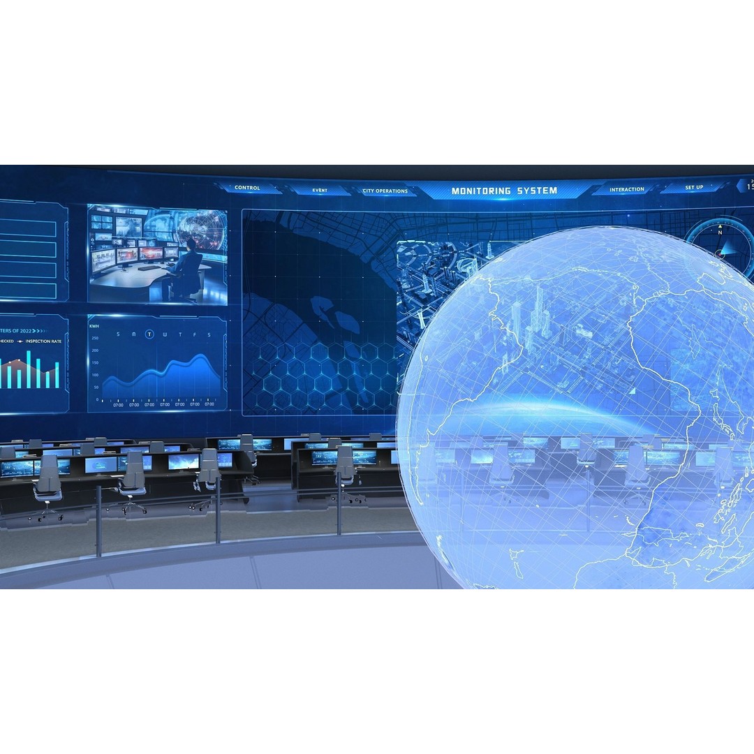 Control Room 3D Model – Futuristic Command Center, FBX, Blender - View 7