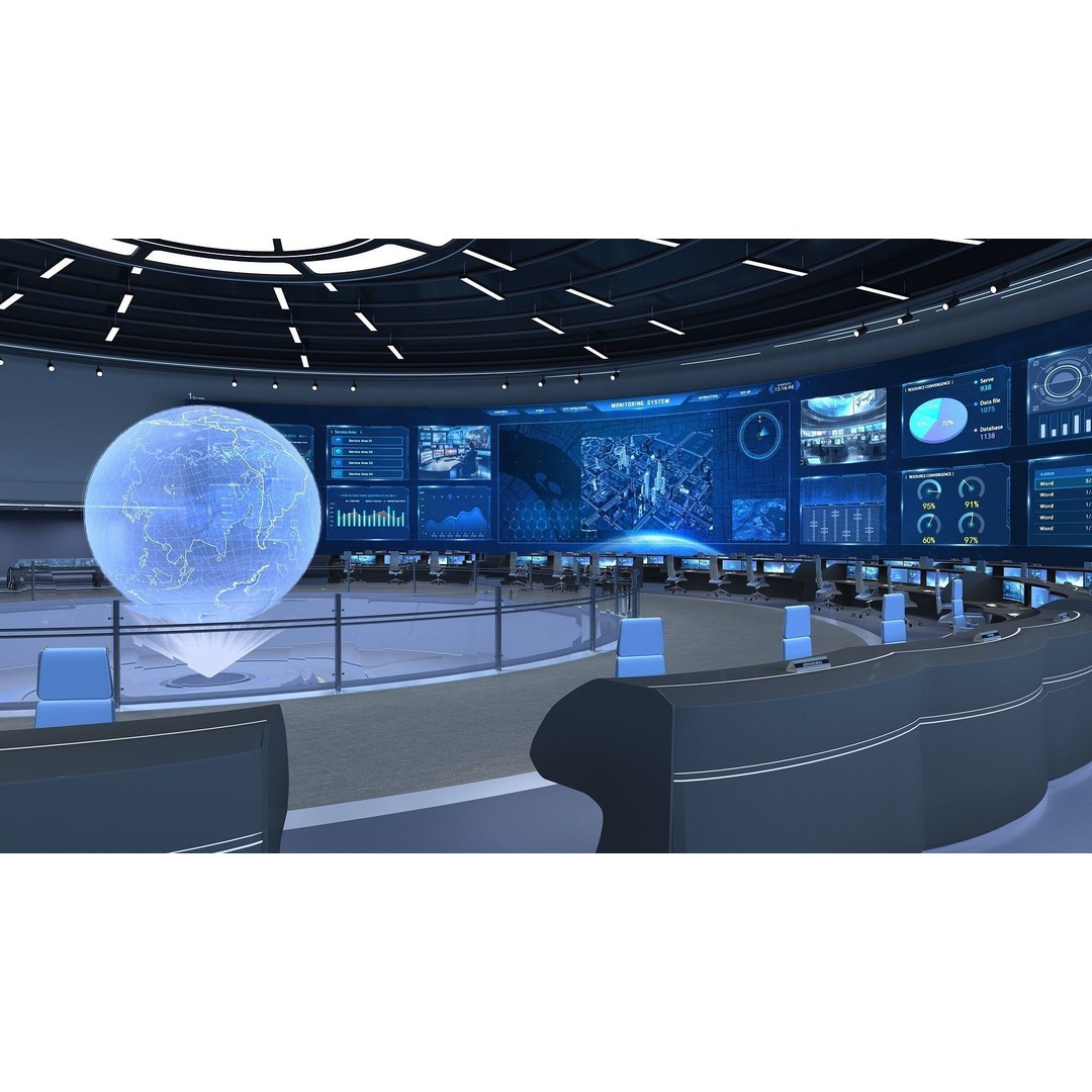 Control Room 3D Model – Futuristic Command Center, FBX, Blender - View 9