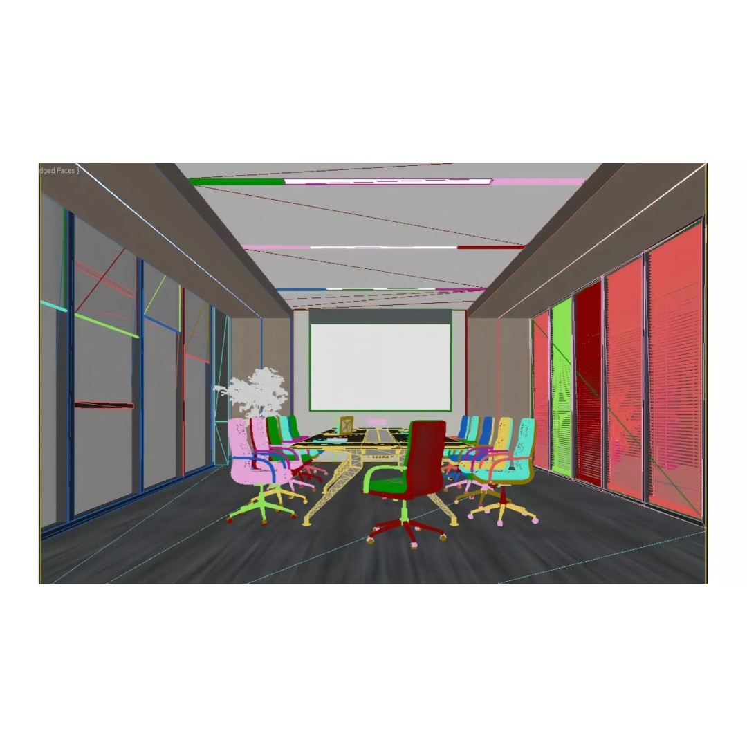 Modern Conference Room 3D Model – Minimalist Office Space, FBX, PBR