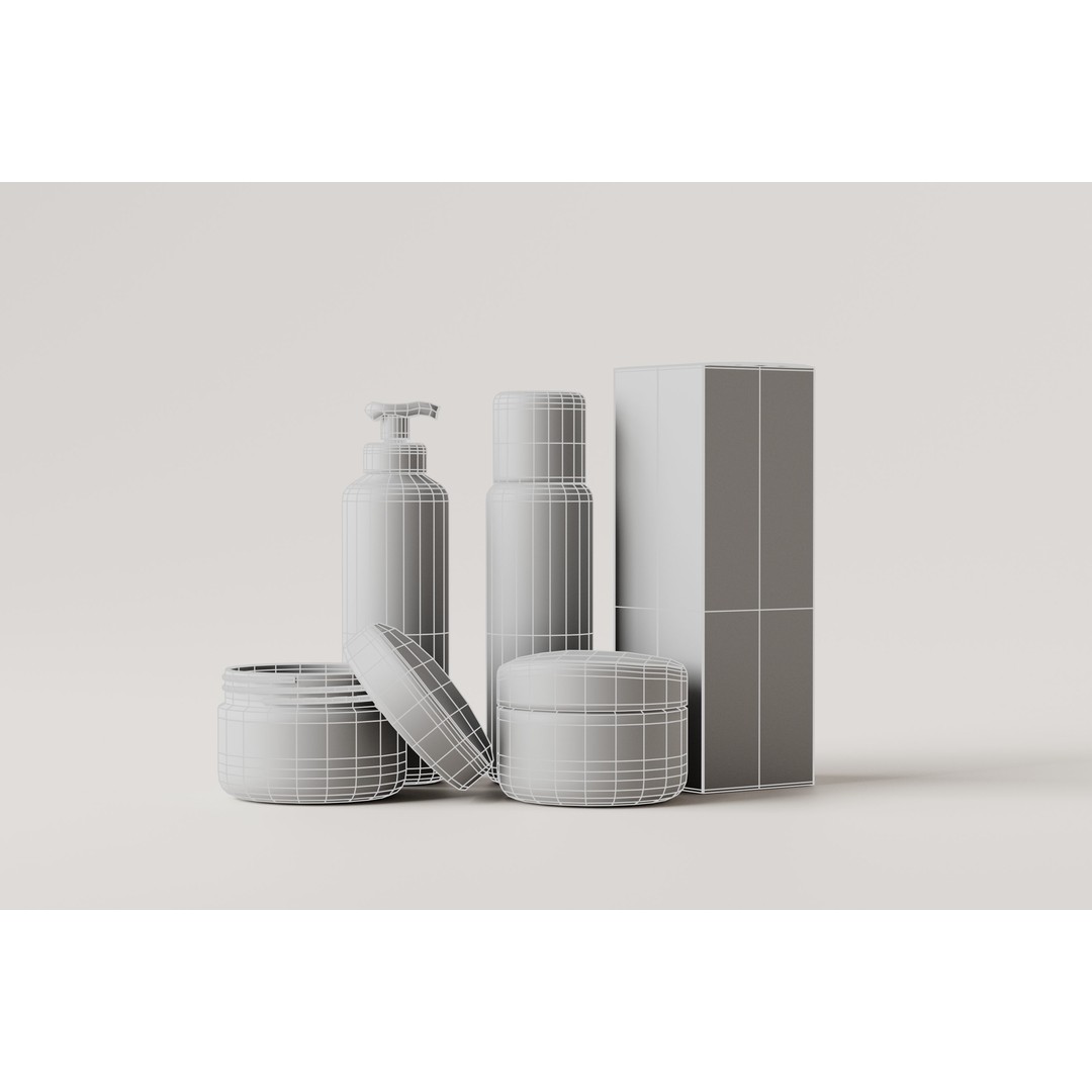 Cosmetic Bottles 3D Model – Low Poly Realistic Design, FBX & OBJ