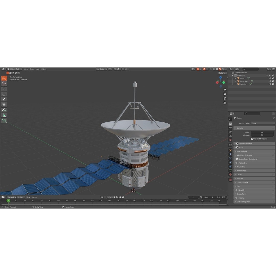 Satellite 3D Model – Low Poly PBR Asset for Games, FBX, Blender - View 24