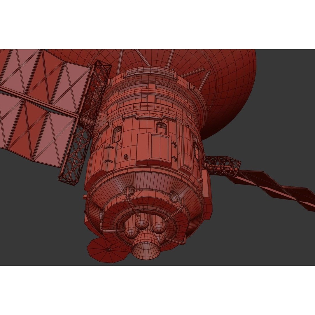 Satellite 3D Model – Low Poly PBR Asset for Games, FBX, Blender - View 29