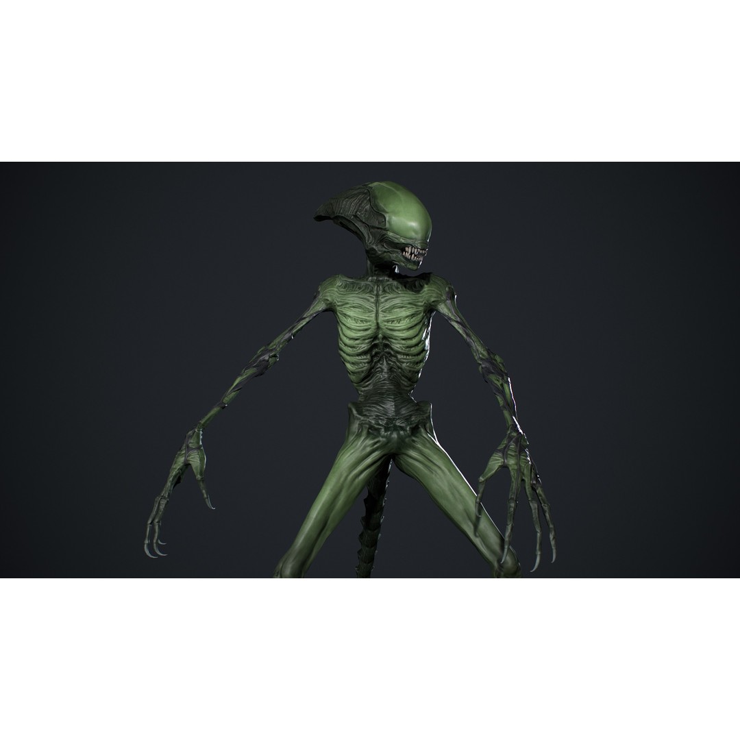 Alien Monster 3D Model – Low Poly Rigged Creature with PBR Textures - View 10