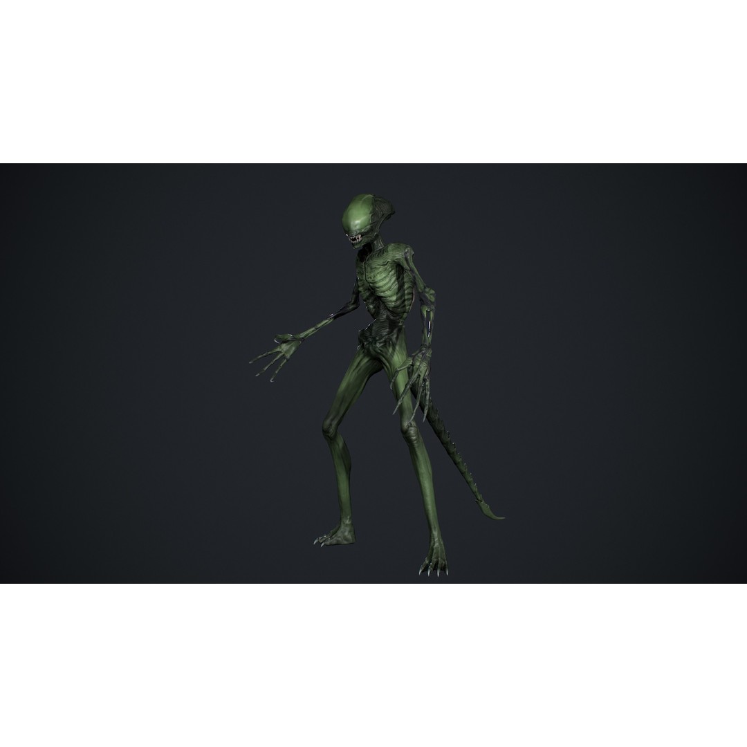 Alien Monster 3D Model – Low Poly Rigged Creature with PBR Textures - View 11