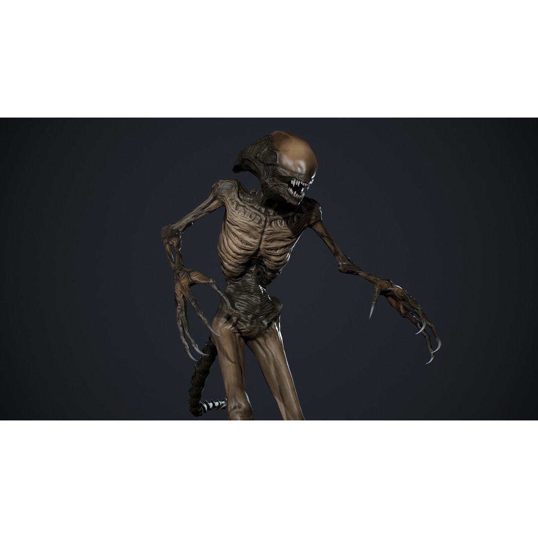 Alien Monster 3D Model – Low Poly Rigged Creature with PBR Textures - View 12