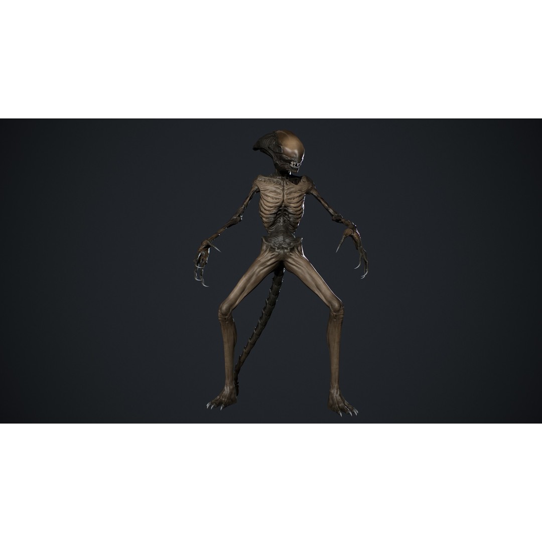 Alien Monster 3D Model – Low Poly Rigged Creature with PBR Textures - View 13