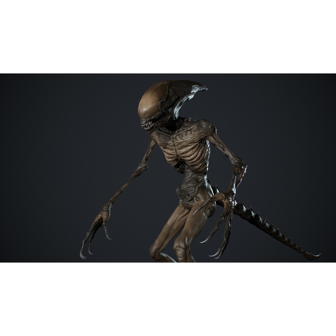 Alien Monster 3D Model – Low Poly Rigged Creature with PBR Textures - View 14