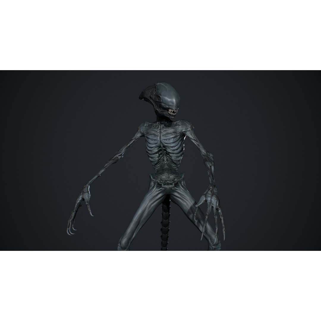Alien Monster 3D Model – Low Poly Rigged Creature with PBR Textures - View 16