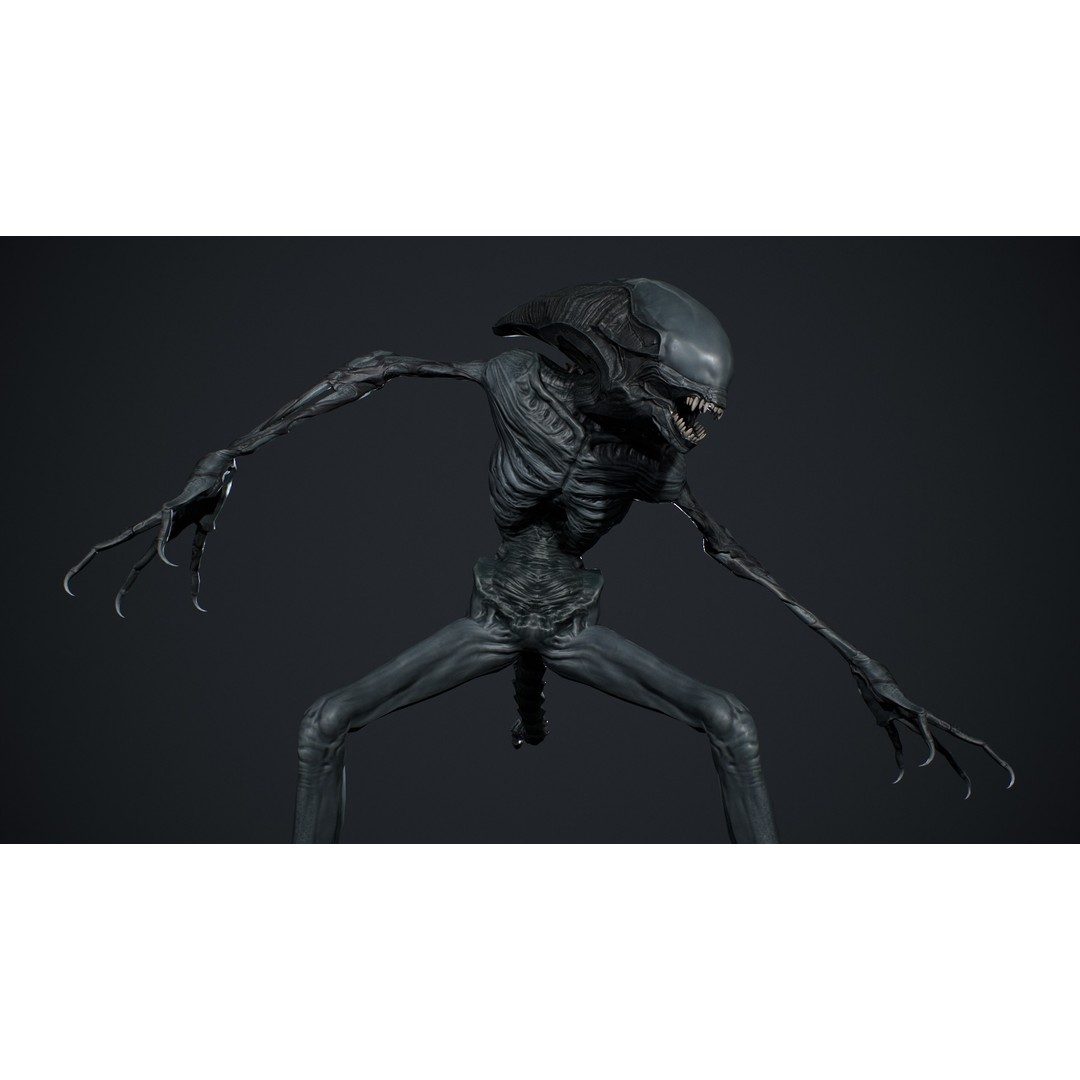 Alien Monster 3D Model – Low Poly Rigged Creature with PBR Textures - View 17