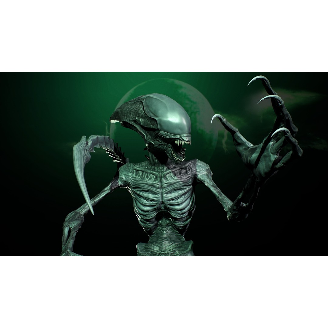 Alien Monster 3D Model – Low Poly Rigged Creature with PBR Textures - View 3