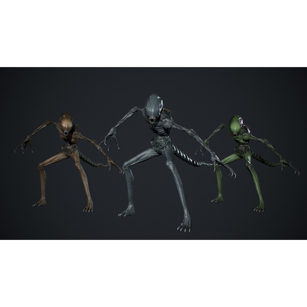 Alien Monster 3D Model – Low Poly Rigged Creature with PBR Textures - View 4
