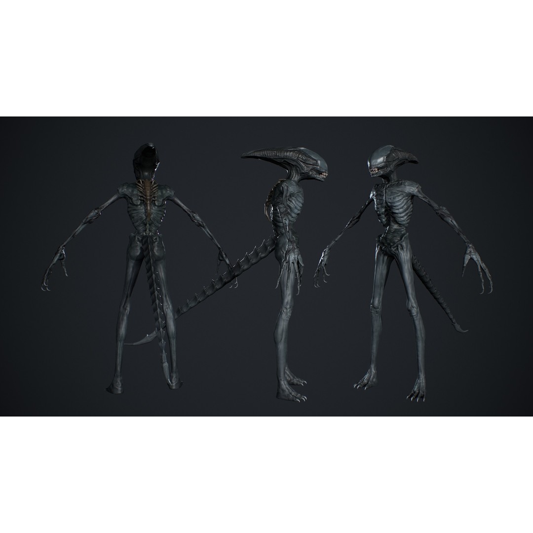 Alien Monster 3D Model – Low Poly Rigged Creature with PBR Textures - View 5
