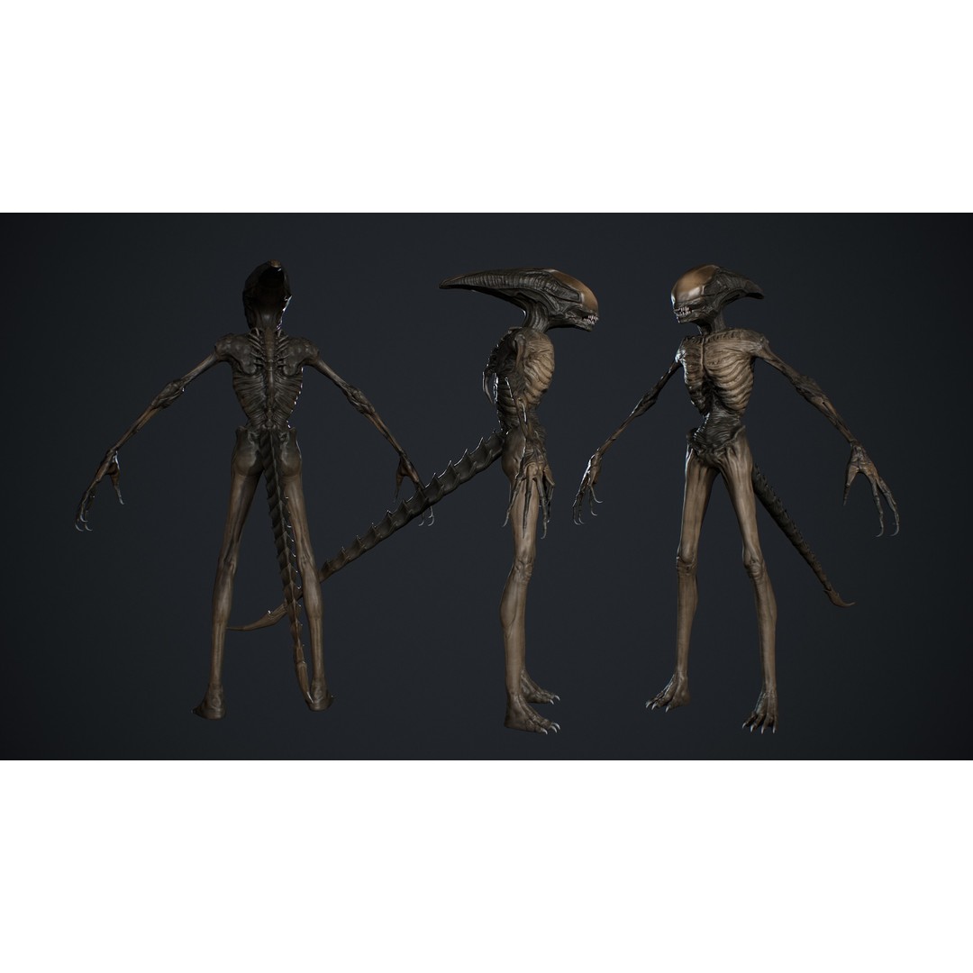 Alien Monster 3D Model – Low Poly Rigged Creature with PBR Textures - View 6