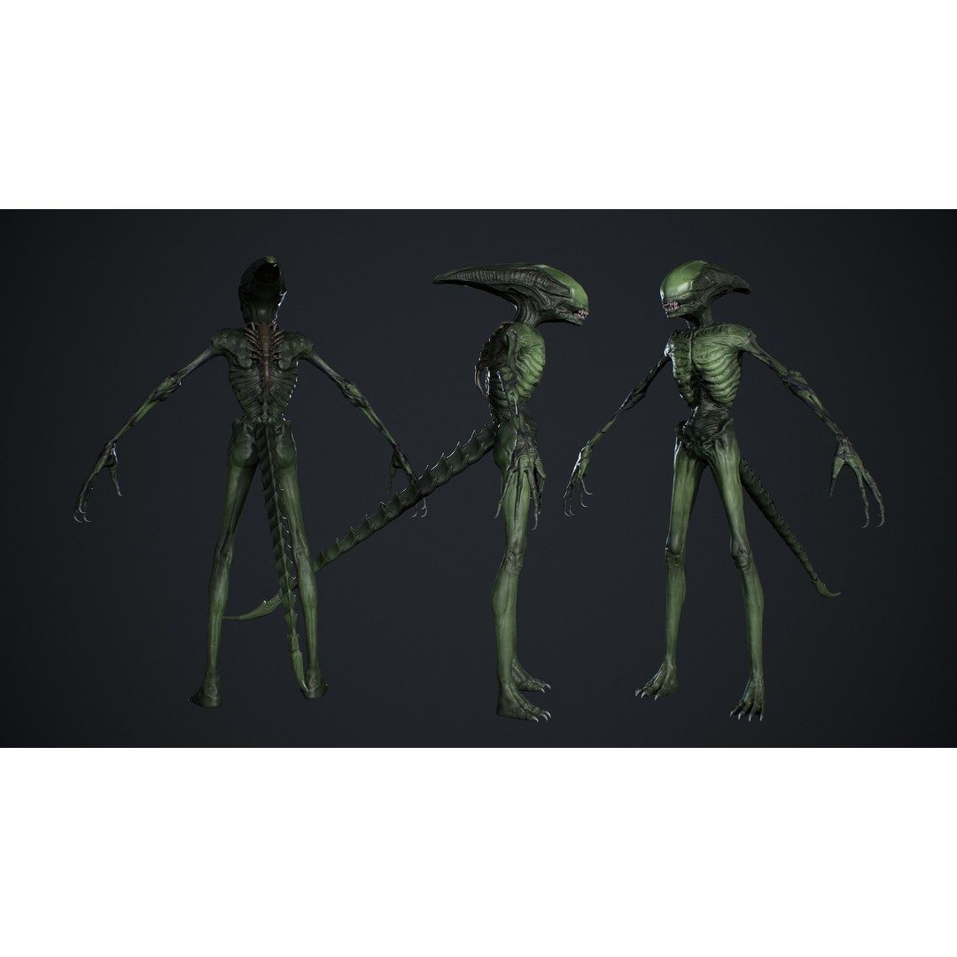 Alien Monster 3D Model – Low Poly Rigged Creature with PBR Textures - View 7