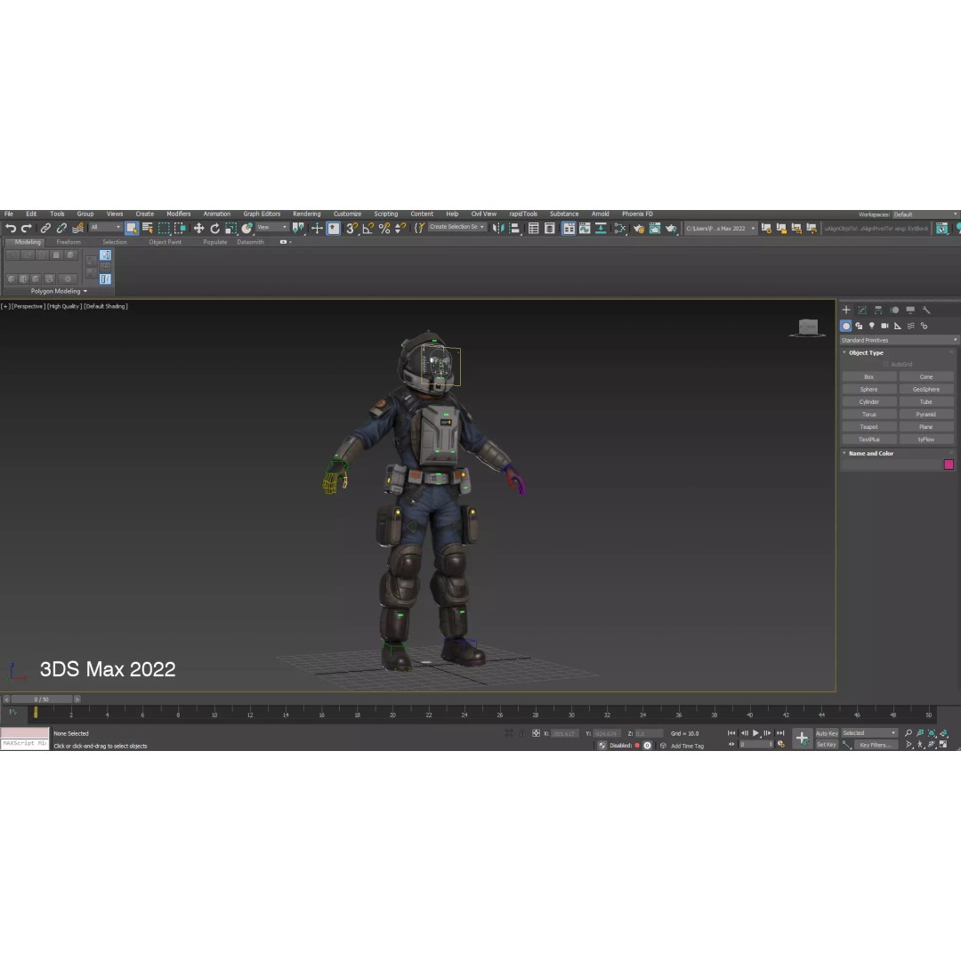 Space Marshal 3D Model – Low Poly Rigged Character, FBX, PBR - View 13