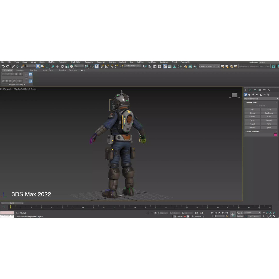Space Marshal 3D Model – Low Poly Rigged Character, FBX, PBR - View 14