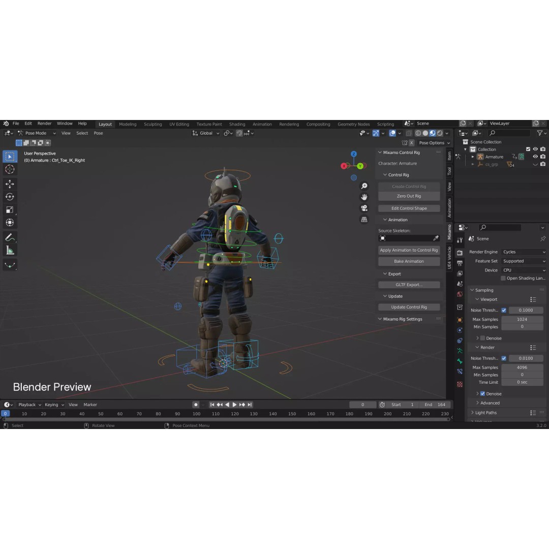 Space Marshal 3D Model – Low Poly Rigged Character, FBX, PBR - View 17