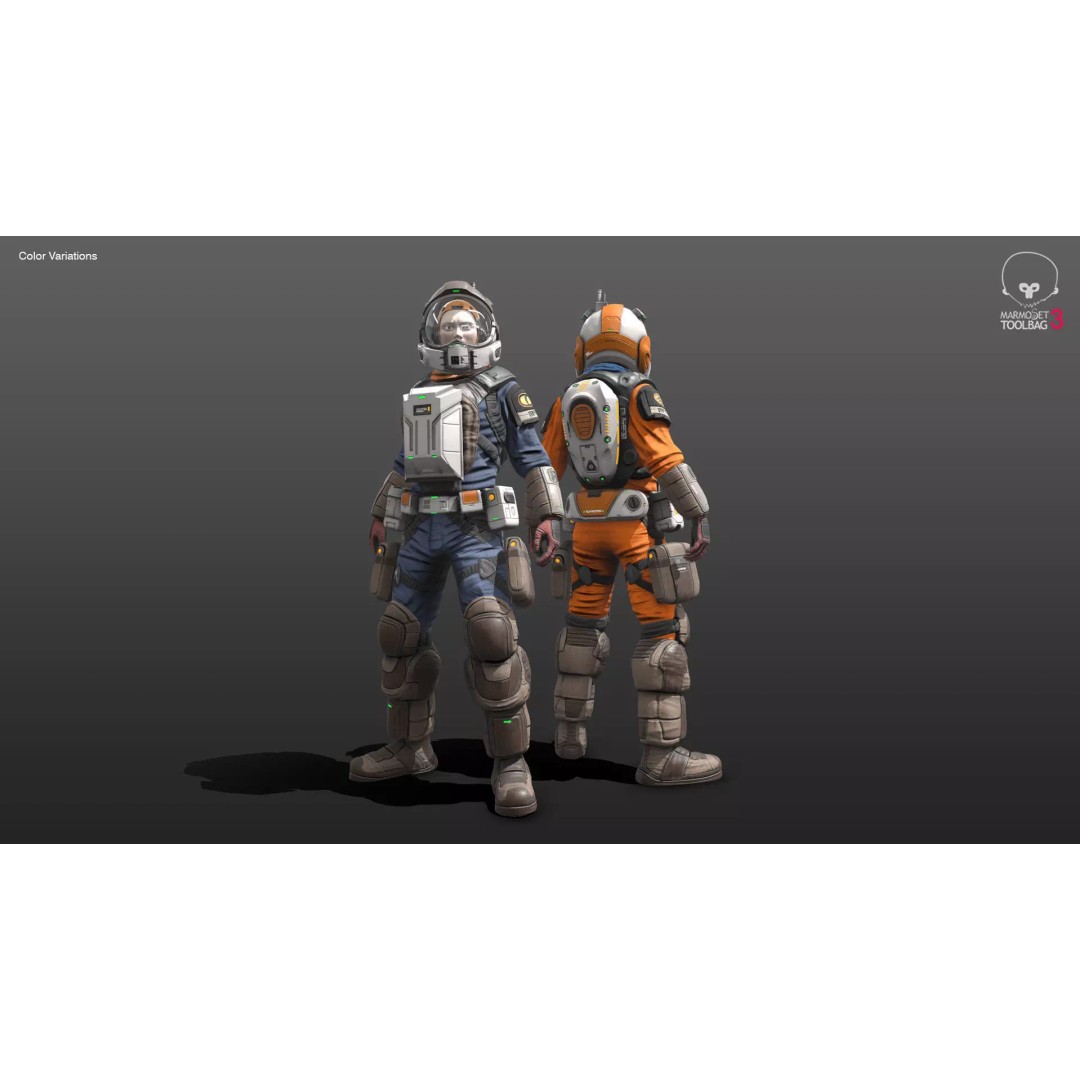 Space Marshal 3D Model – Low Poly Rigged Character, FBX, PBR - View 4
