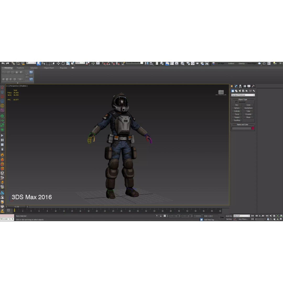 Space Marshal 3D Model – Low Poly Rigged Character, FBX, PBR - View 6