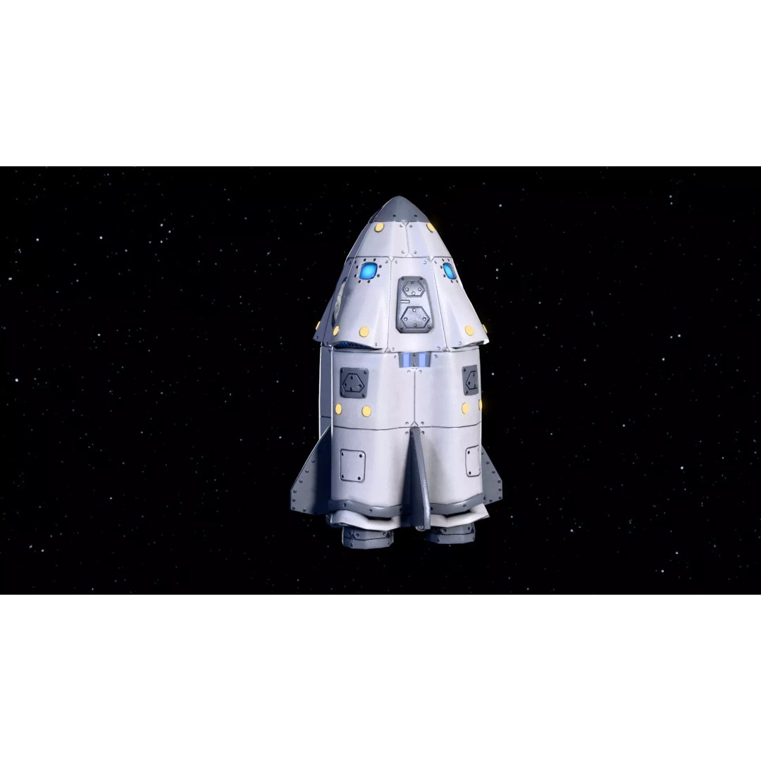 Stylized Rocket 3D Model – Low Poly Sci-Fi Game Asset, FBX & OBJ - View 3