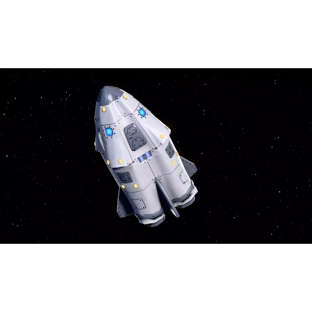 Stylized Rocket 3D Model – Low Poly Sci-Fi Game Asset, FBX & OBJ - View 4