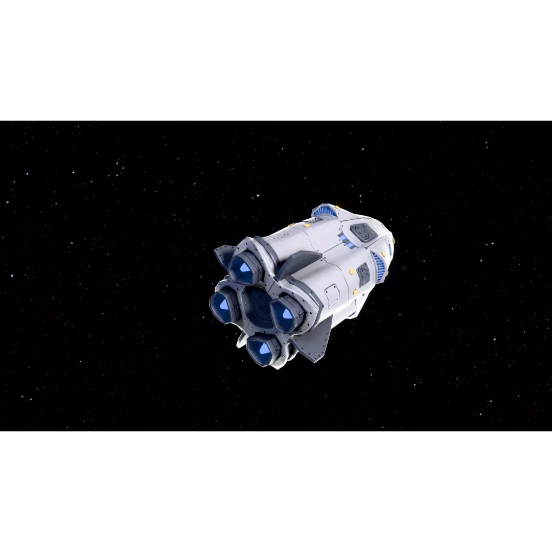 Stylized Rocket 3D Model – Low Poly Sci-Fi Game Asset, FBX & OBJ - View 5