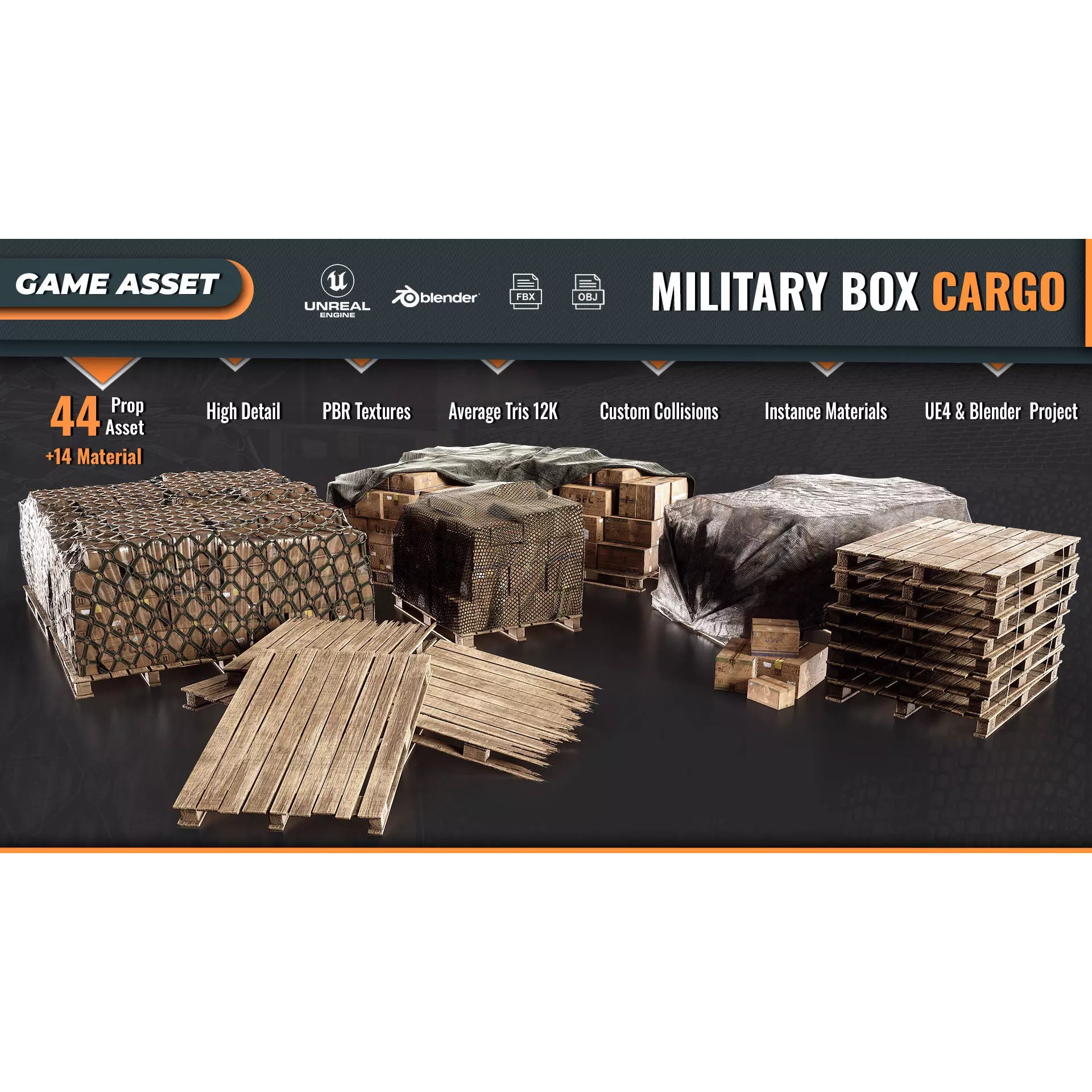 Military Box Cargo Vol 2 - Low-Poly Game-Ready 3D Model - View 2