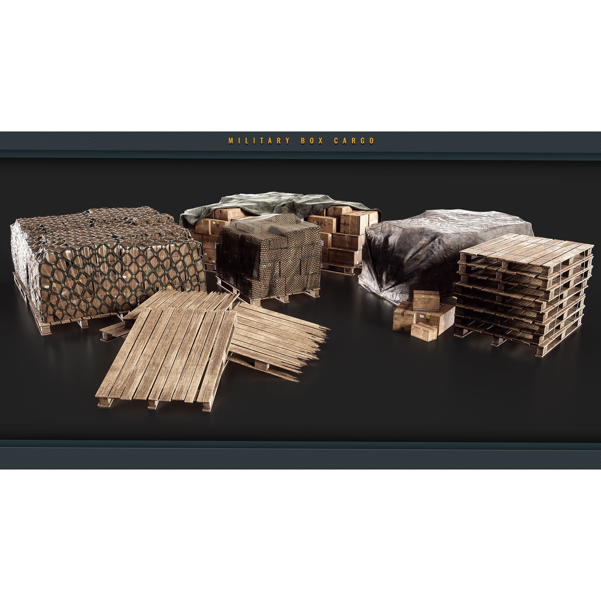 Military Box Cargo Vol 2 - Low-Poly Game-Ready 3D Model - View 3