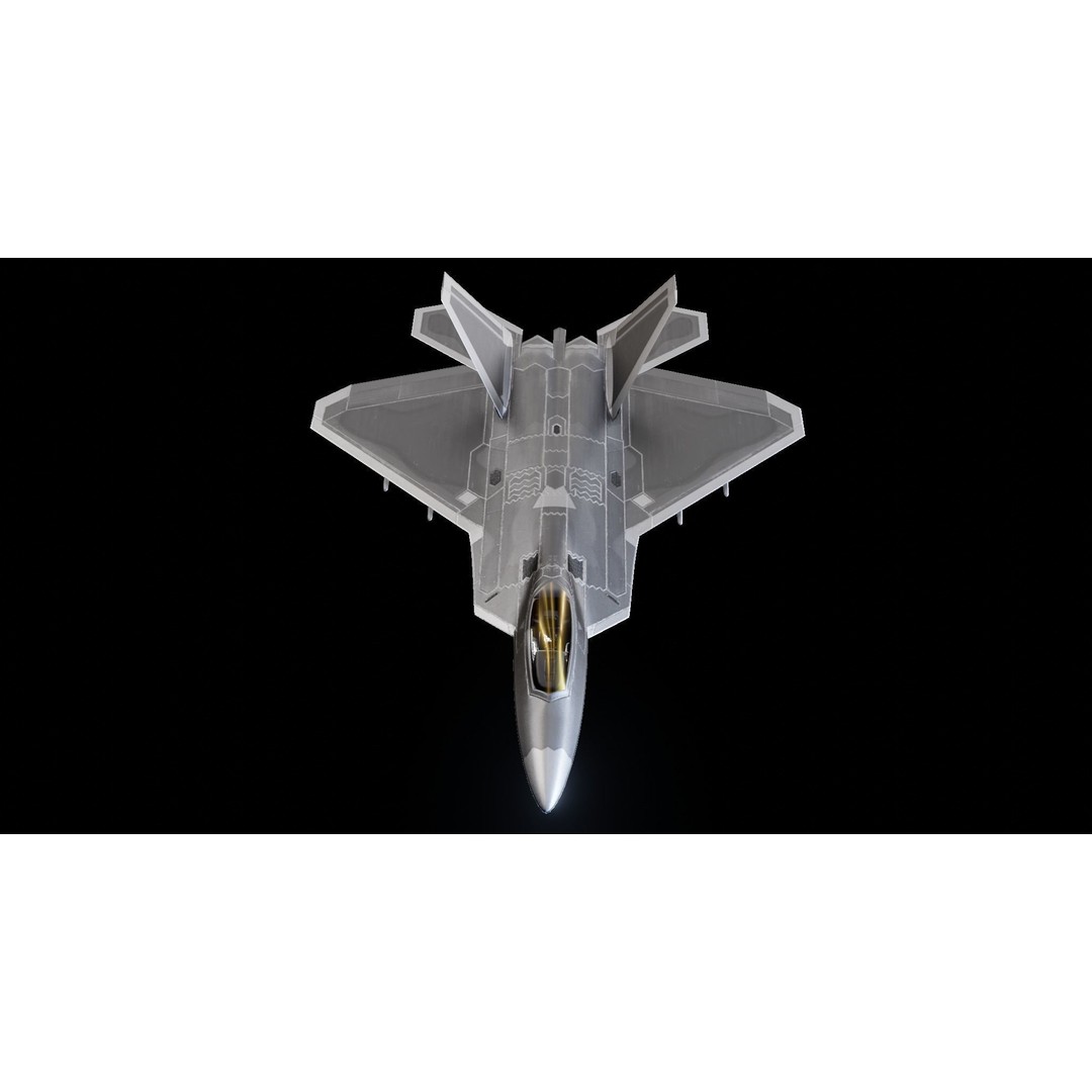 Lockheed Martin F-22 Raptor 3D Model – Low Poly Game Asset, FBX - View 11