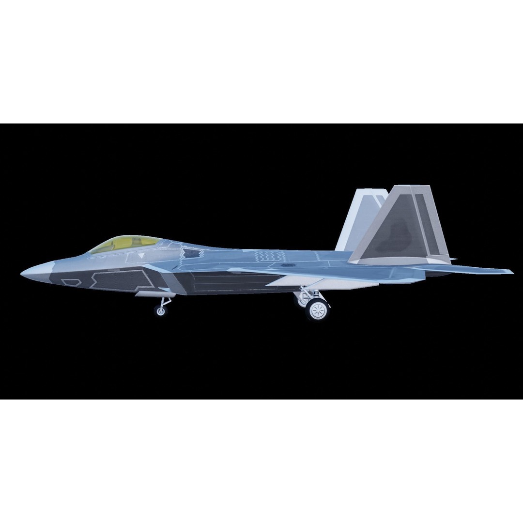 Lockheed Martin F-22 Raptor 3D Model – Low Poly Game Asset, FBX - View 12