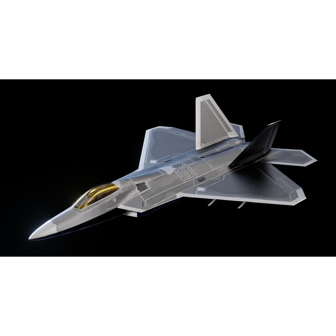 Lockheed Martin F-22 Raptor 3D Model – Low Poly Game Asset, FBX - View 3