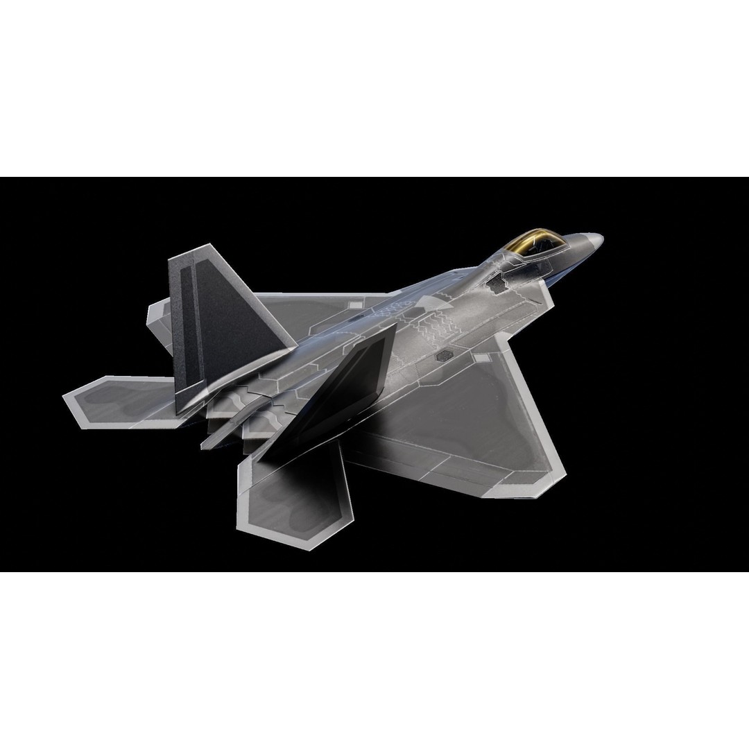 Lockheed Martin F-22 Raptor 3D Model – Low Poly Game Asset, FBX - View 4