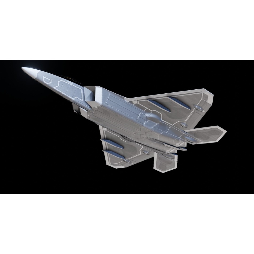 Lockheed Martin F-22 Raptor 3D Model – Low Poly Game Asset, FBX - View 8
