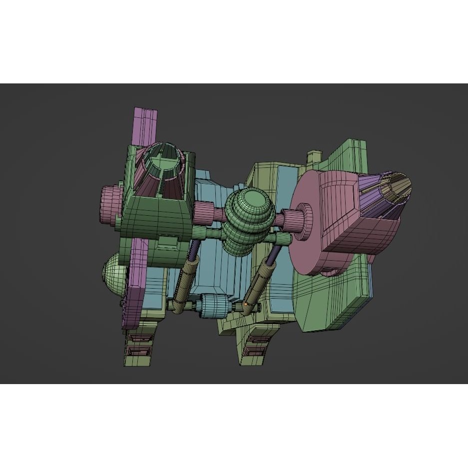 War Spaceship 3D Model – Low Poly Game-Ready PBR Asset, Blender